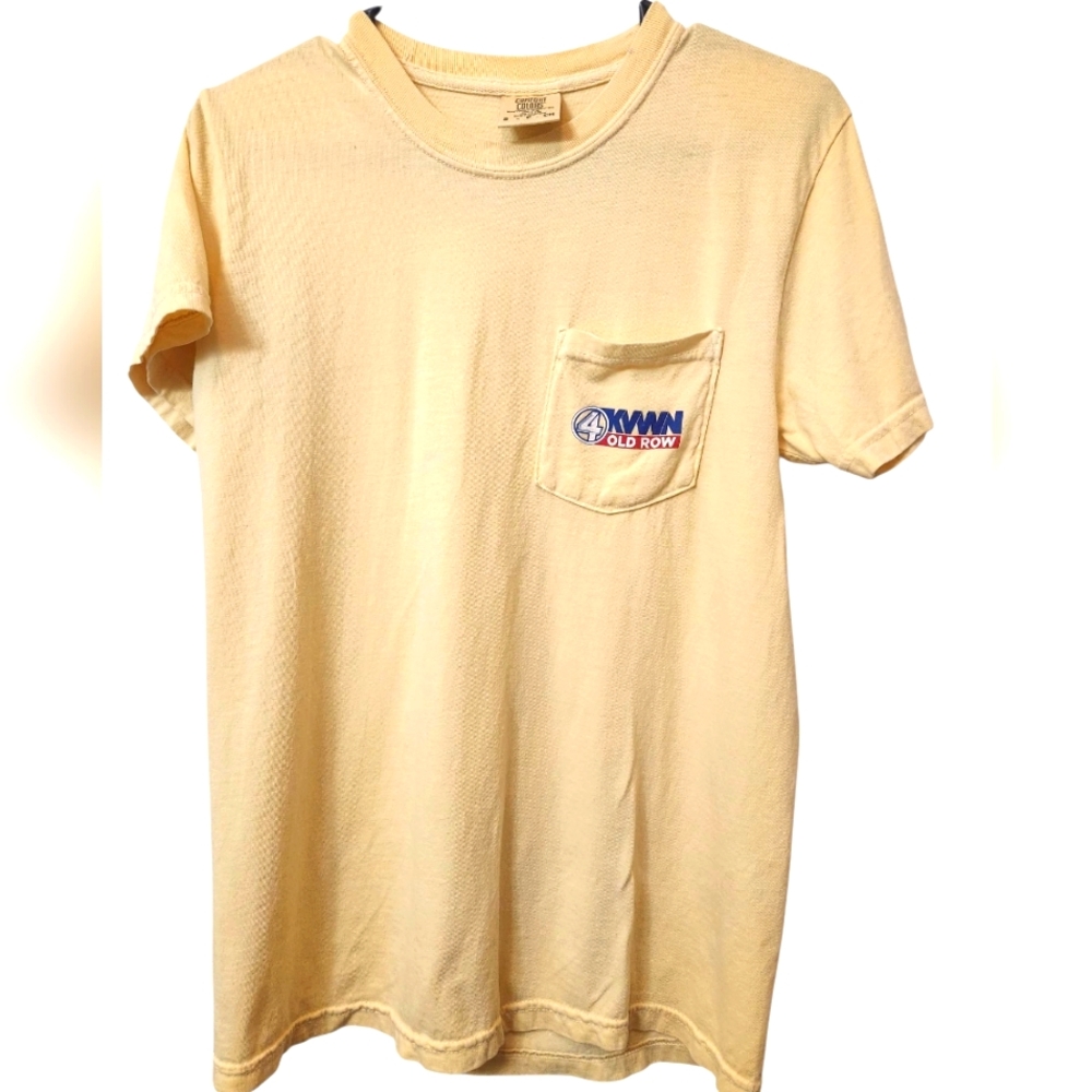 Vintage Yellow Pocket Heavyweight T-Shirt With Will Ferrell As The Anchorman